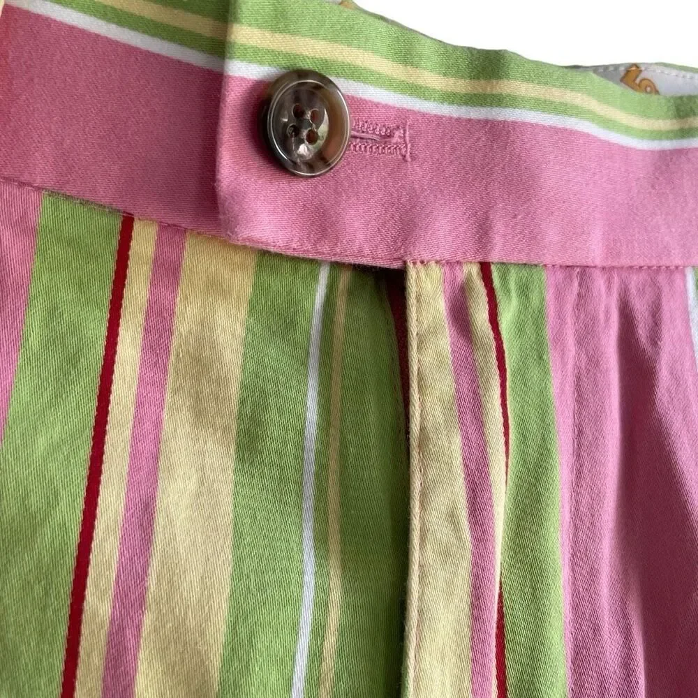 Loudmouth Mens Bermuda Golf Short 38 Pastel Striped Flat-Front Cotton 11” Inseam